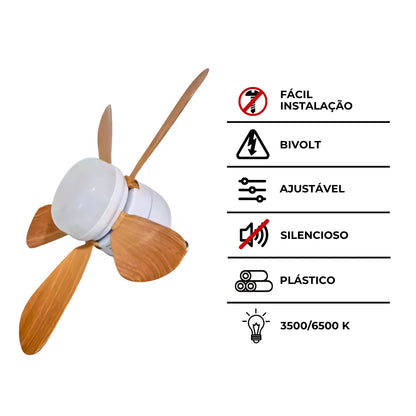 Luminária Ventilador Teto com Controle Remoto - 5 Pétalas