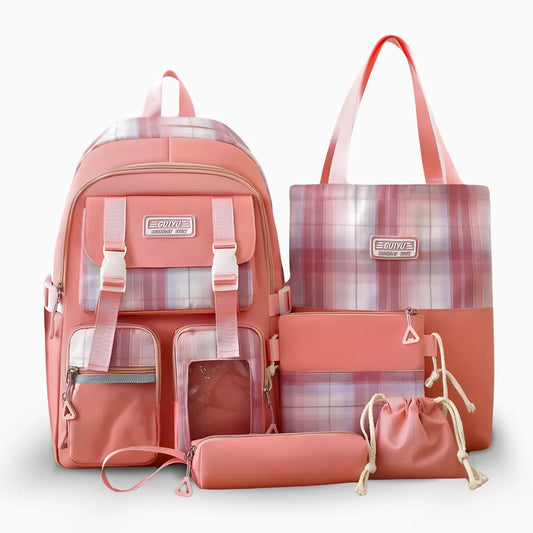 Conjunto Completo de Mochila e Acessório - Rosa