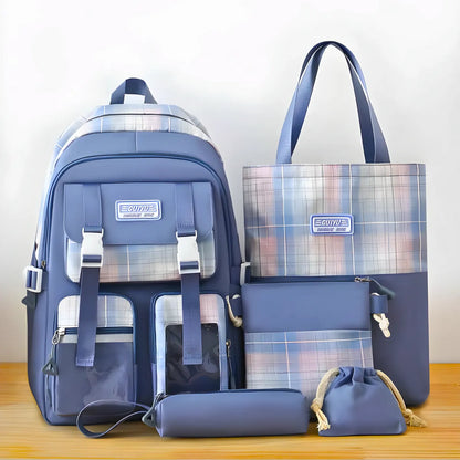 Conjunto Completo de Mochila e Acessório - Azul