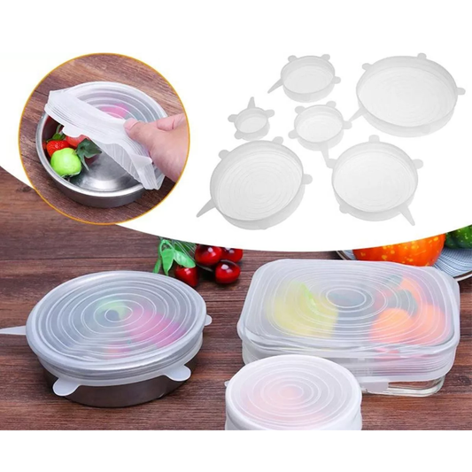 Kit 12 Tampas Silicone Universal Ajustável Potes Sem BPA